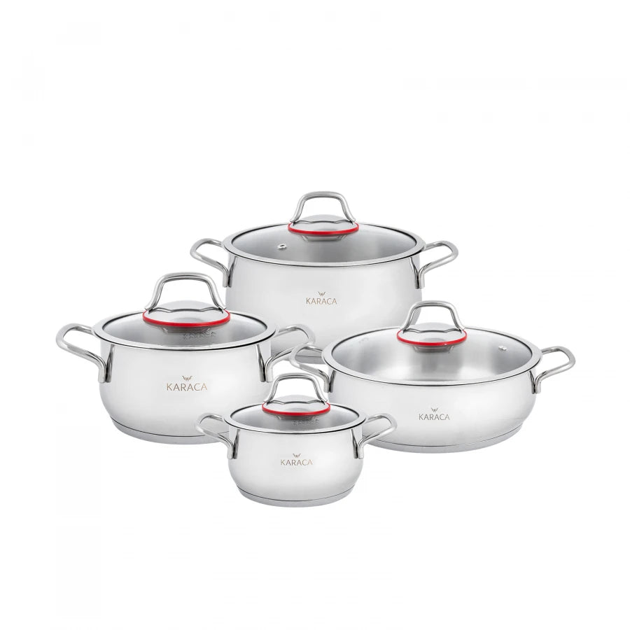Stainless Steel 8-Piece Cookware Set: High-quality pots, pans, and lids for versatile cooking.